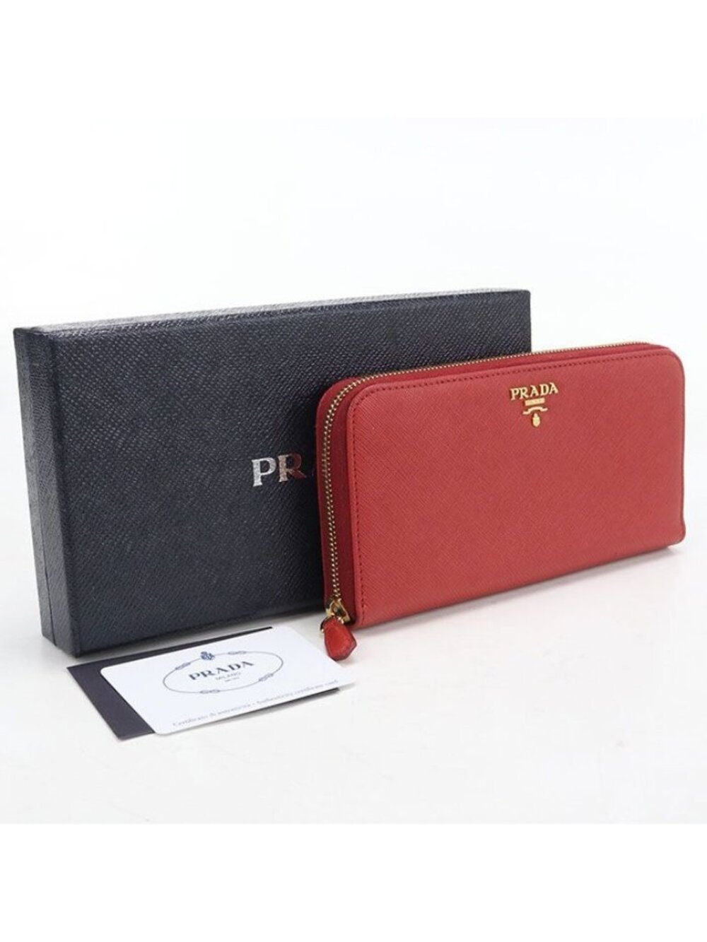 Prada Zip Around Wallet Saffiano Leather